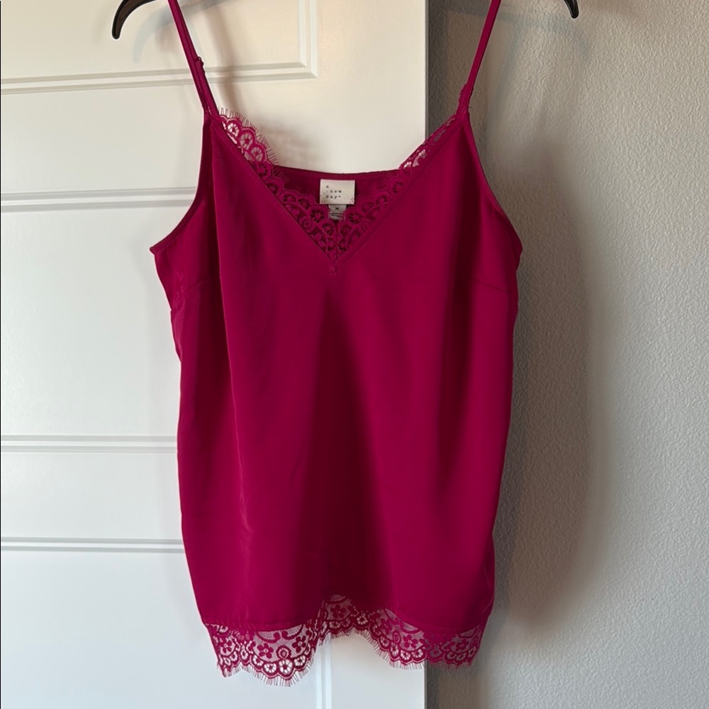 A New Day Lace Trim Raspberry Magenta Camisole